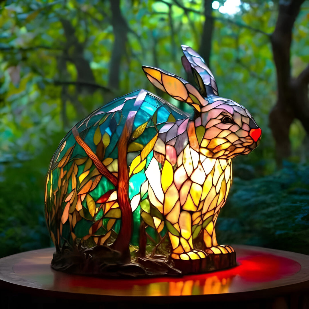 Noppie – lampada colorata a forma di coniglio con effetto vetro