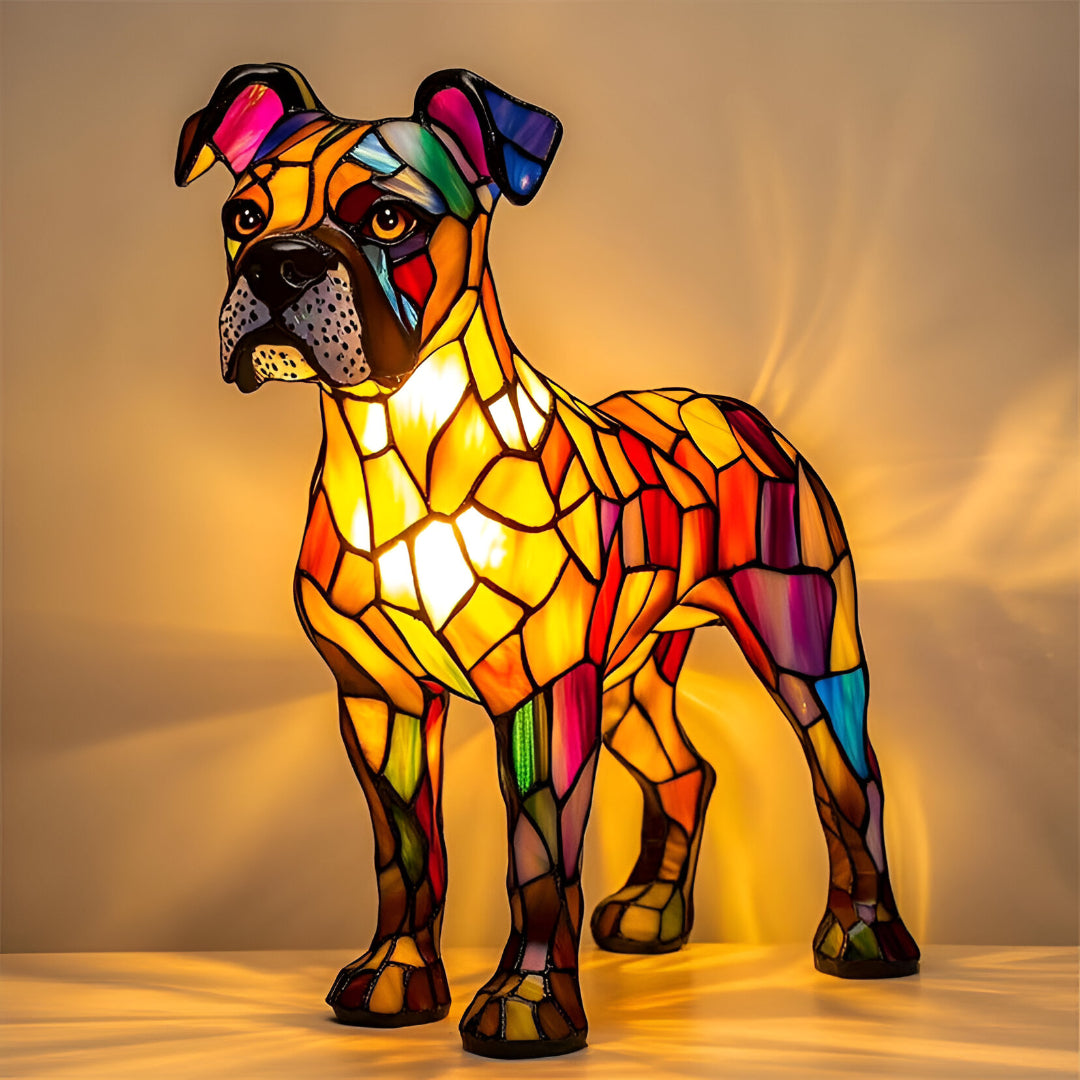 Lampo – lampada magica a forma di cane con effetto vetro colorato