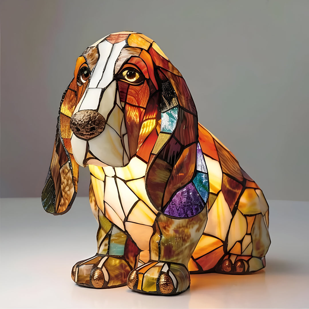 Senna – lampada magica a forma di cane con effetto vetro colorato
