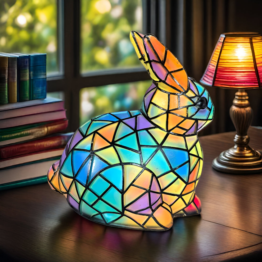 Tibbe – lampada colorata a forma di coniglio con effetto vetro