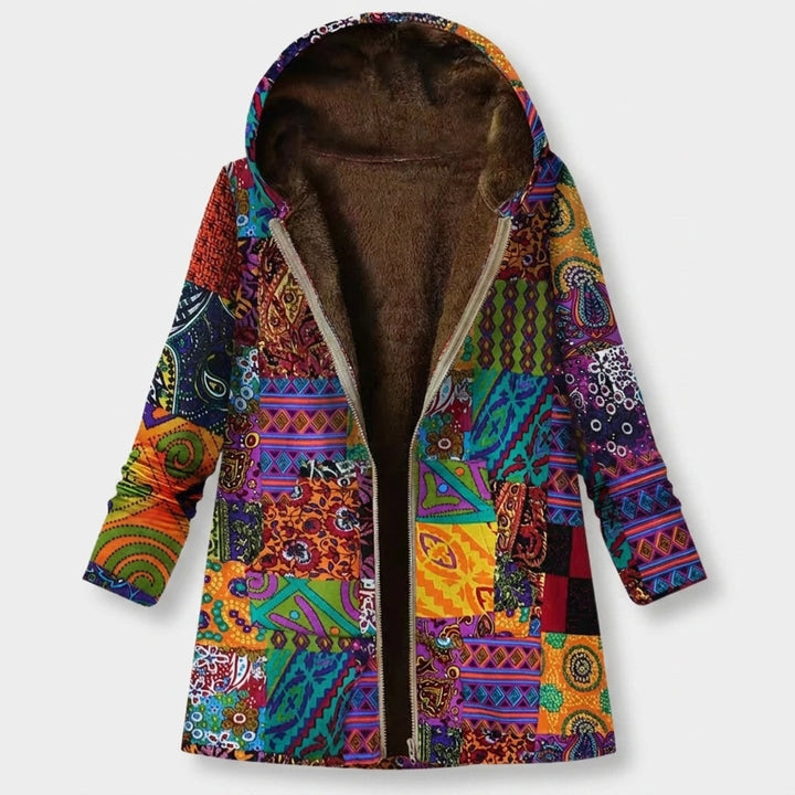 Fulvia | Giacca patchwork multicolore con cappuccio