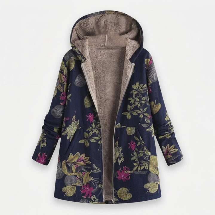 Lauretta | Giacca in pile blu navy a fiori