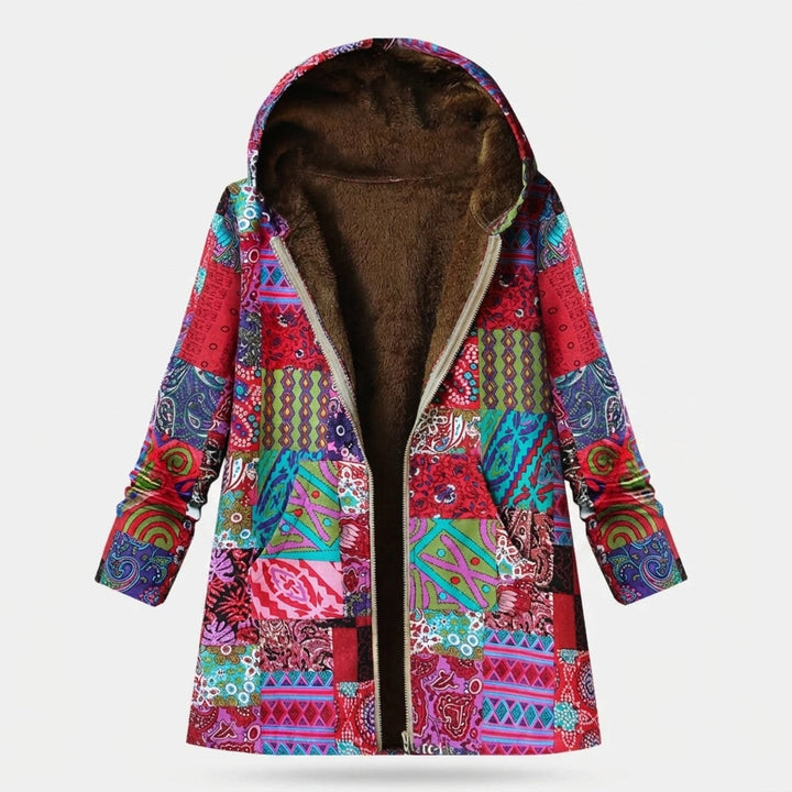 Giuditta | Giacca in pile rosa e turchese con cappuccio