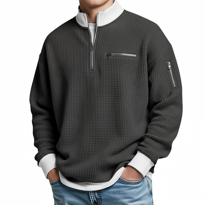 Maglione uomo a coste con mezza zip Giacomo - foto 7