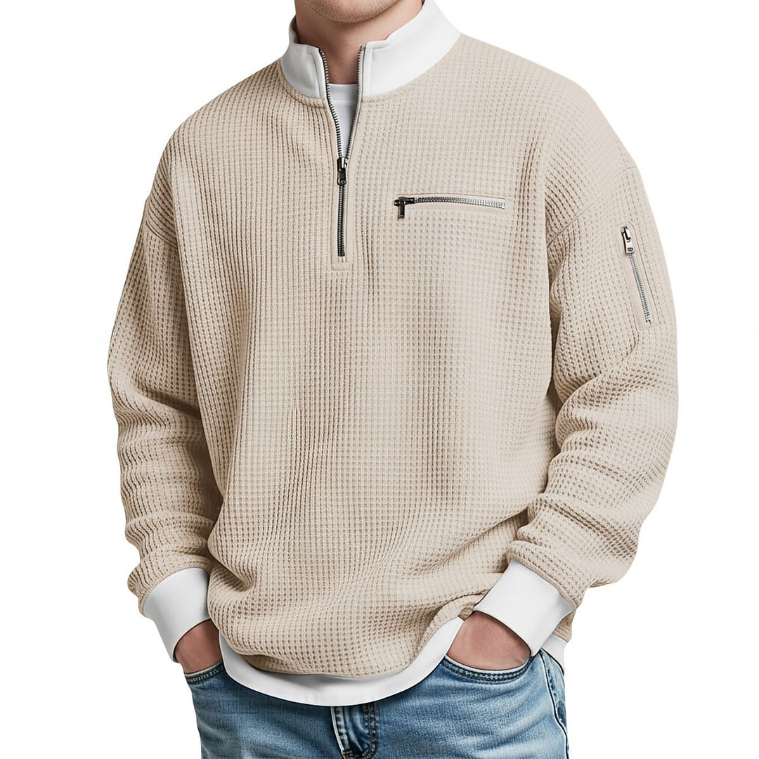Maglione uomo a coste con mezza zip Giacomo - foto 3