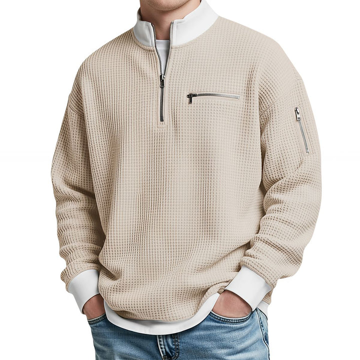 Maglione uomo a coste con mezza zip Giacomo - foto 3