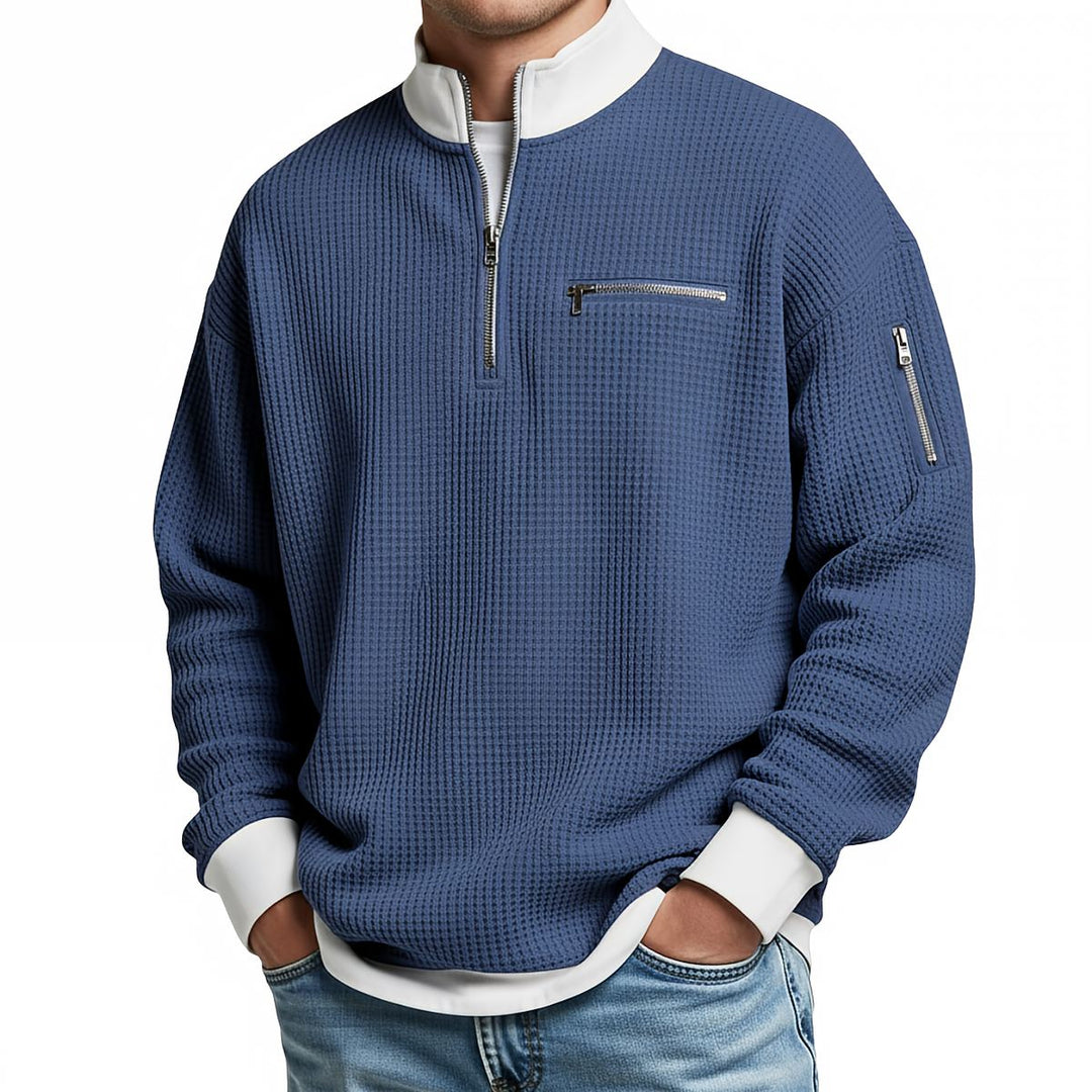 Maglione uomo a coste con mezza zip Giacomo