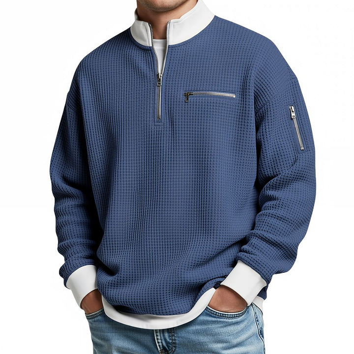 Maglione uomo a coste con mezza zip Giacomo