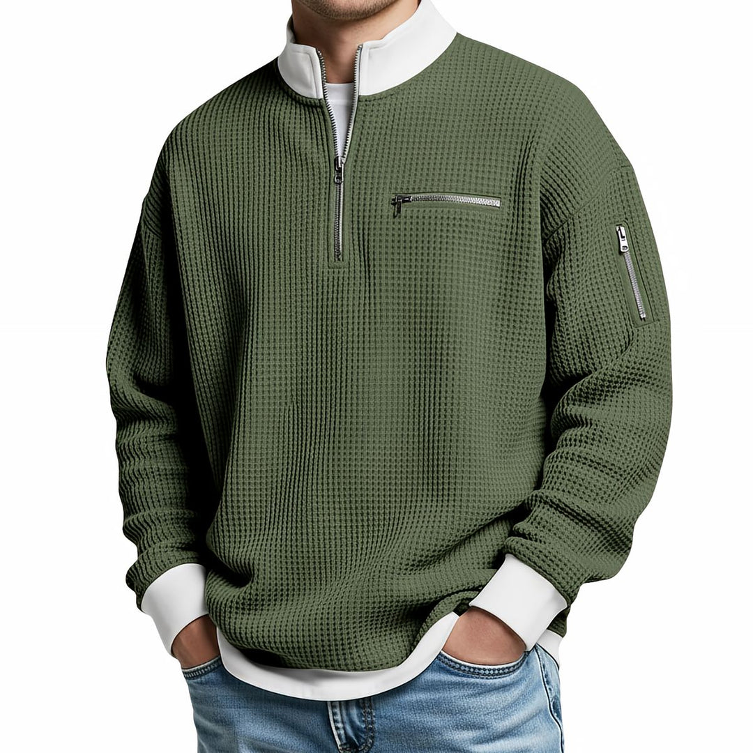 Maglione uomo a coste con mezza zip Giacomo - foto 5
