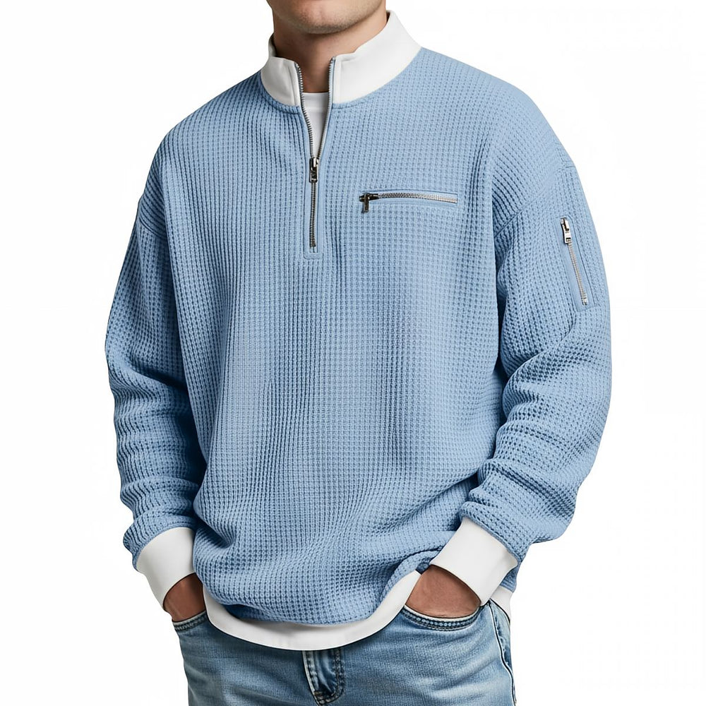 Maglione uomo a coste con mezza zip Giacomo - foto 2