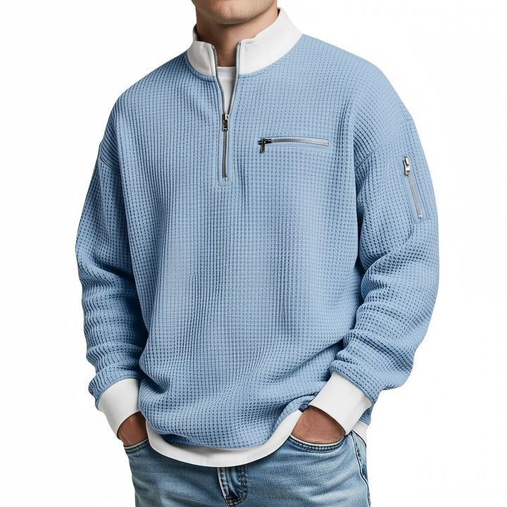 Maglione uomo a coste con mezza zip Giacomo - foto 2