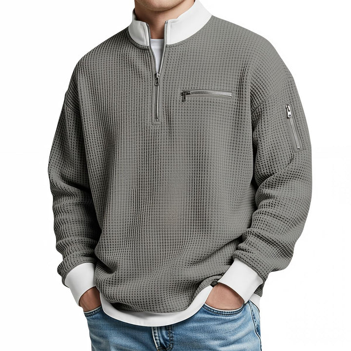 Maglione uomo a coste con mezza zip Giacomo - foto 6