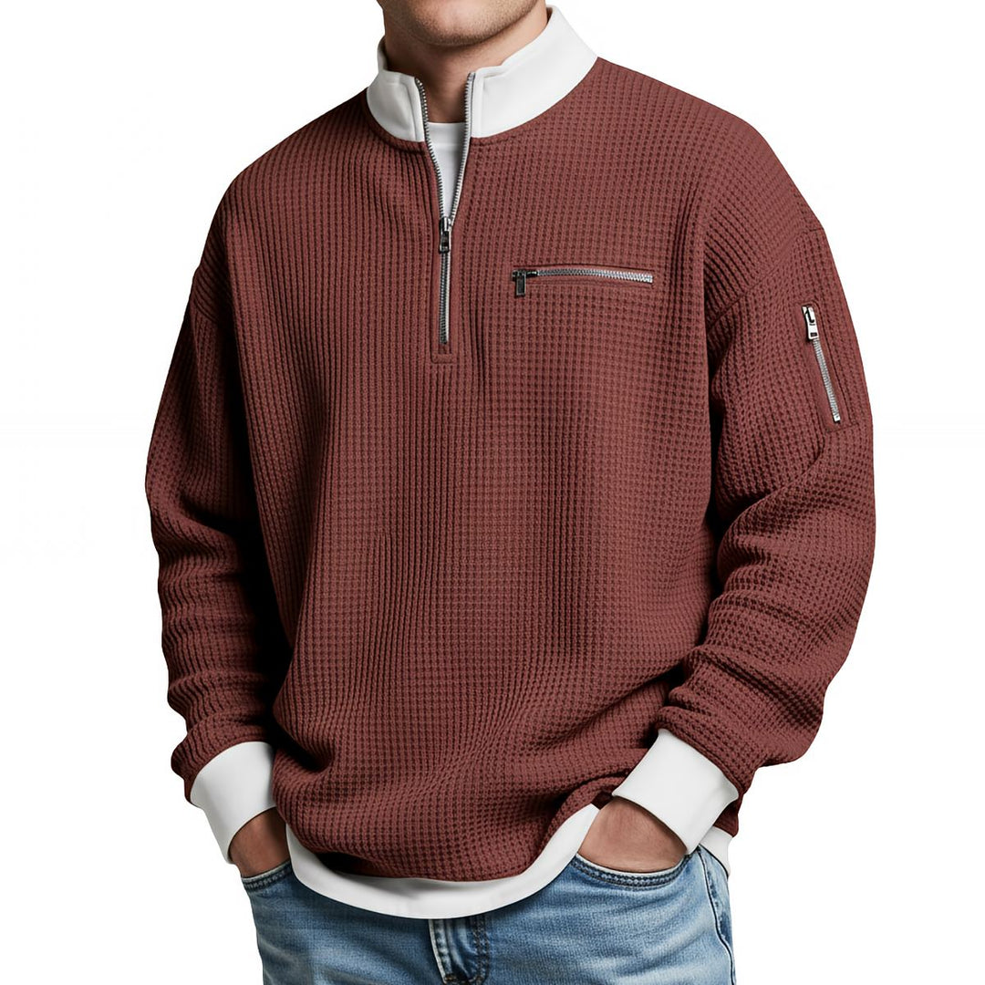 Maglione uomo a coste con mezza zip Giacomo - foto 9