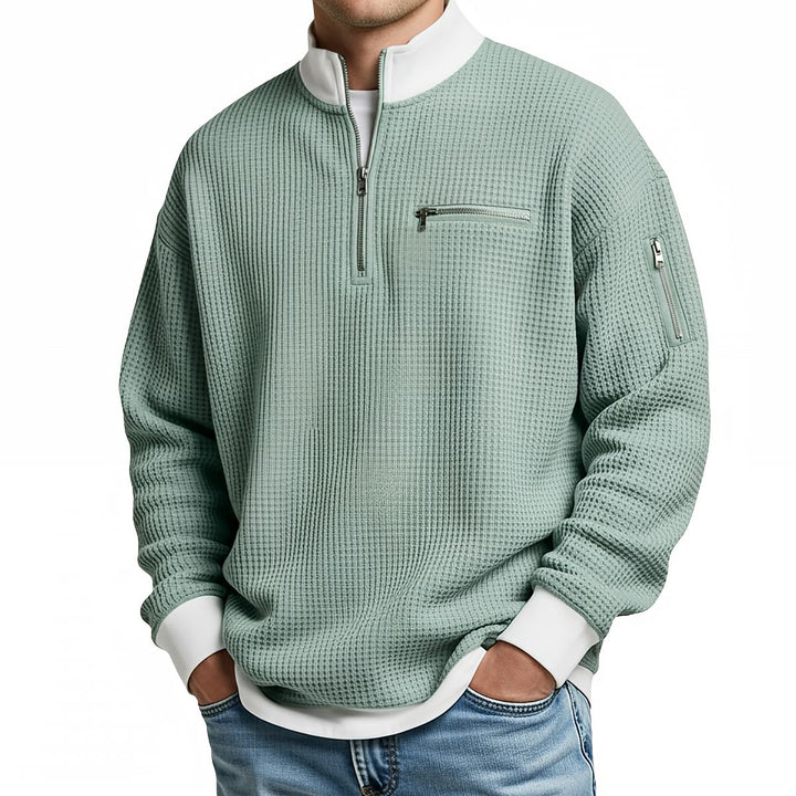 Maglione uomo a coste con mezza zip Giacomo - foto 4