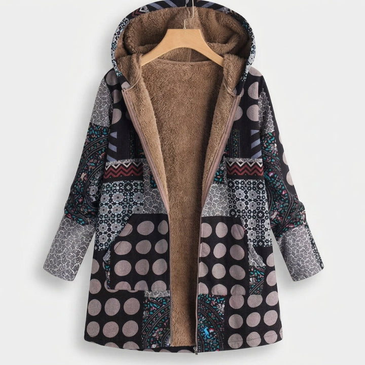 Flaminia | Giacca patchwork nera e grigia a pois