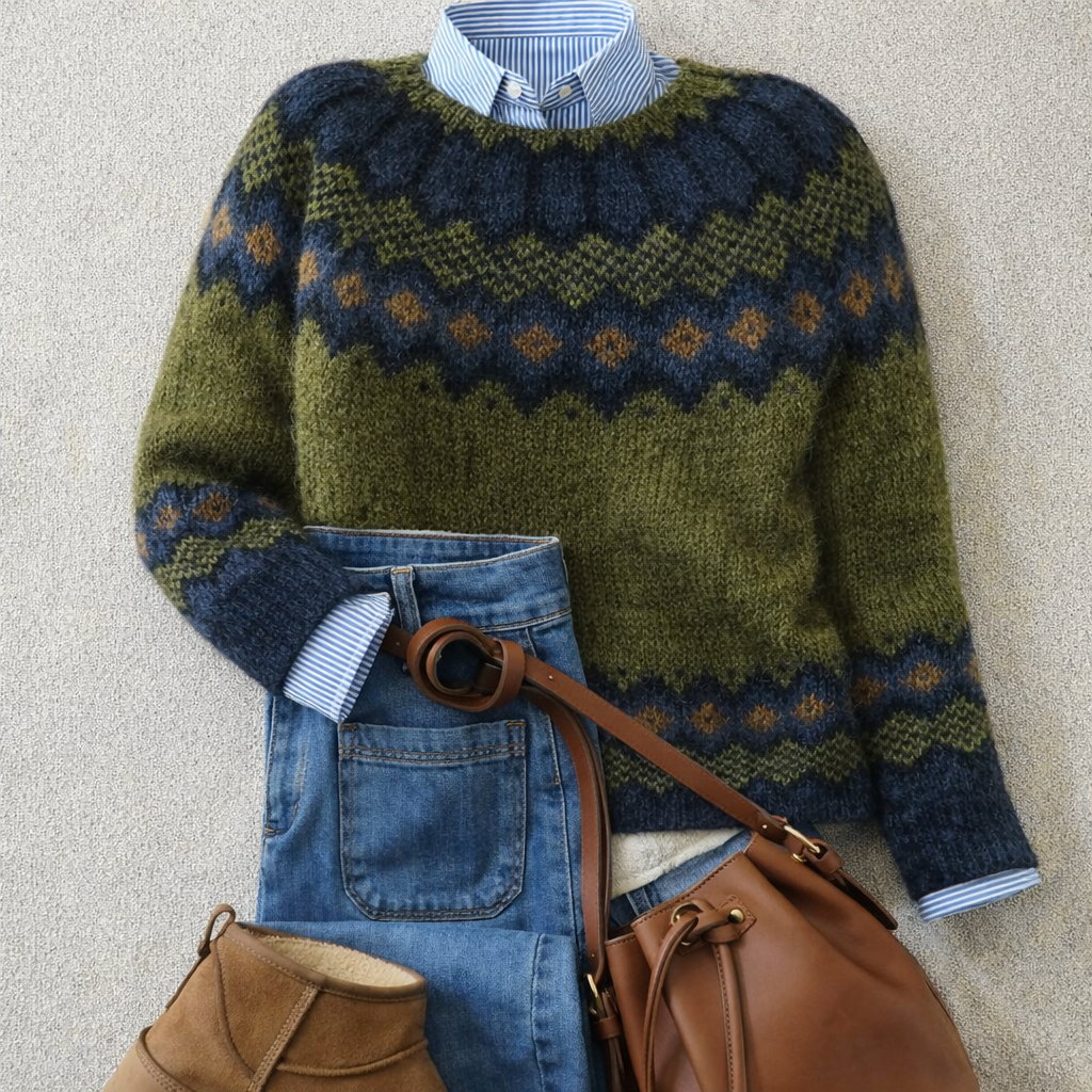 Maglione nordico in maglia tradizionale Ada – colore Verde