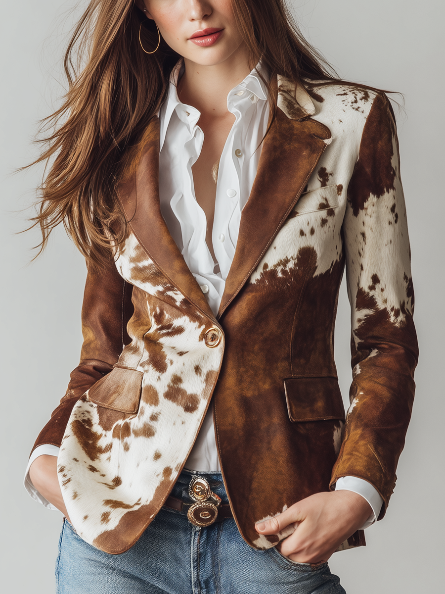 Alessia | Blazer vintage con stampa muccata
