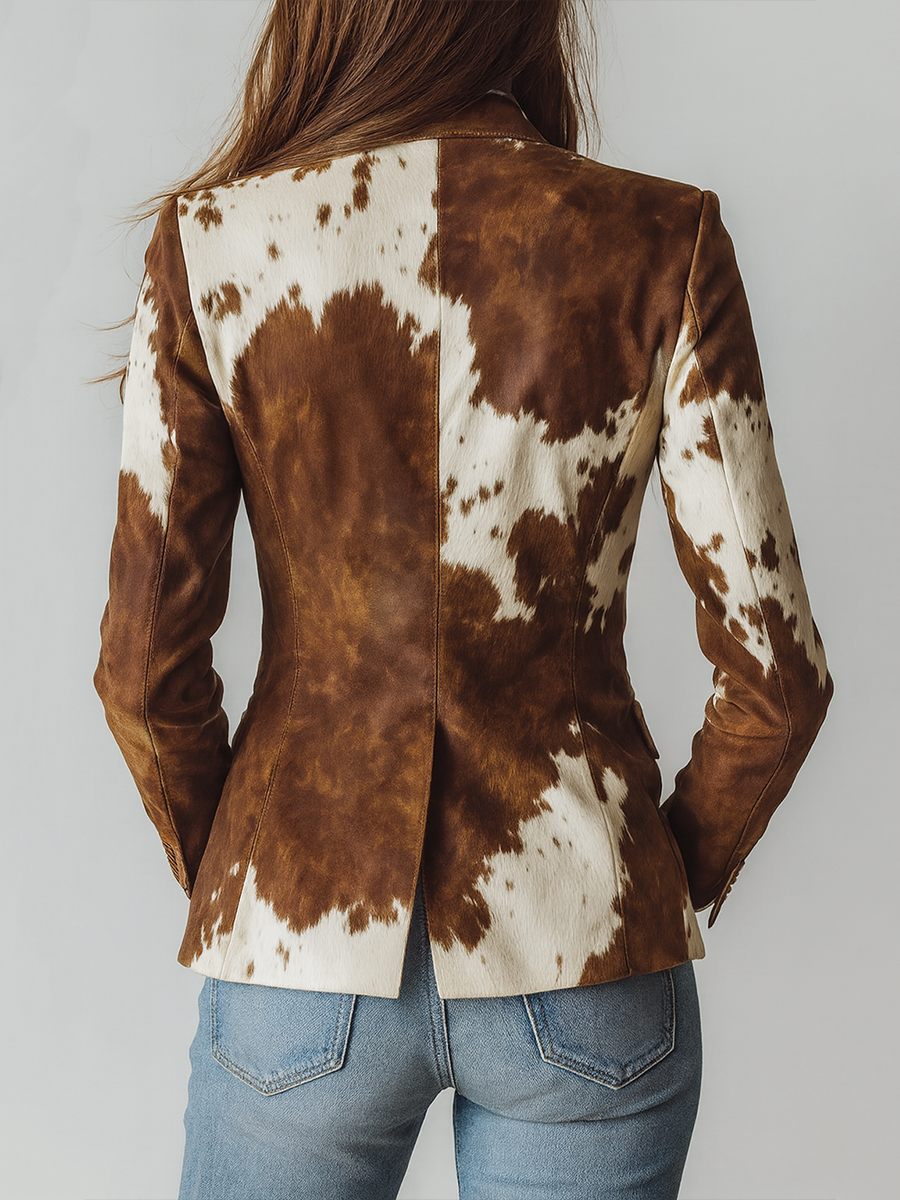 Alessia | Blazer vintage con stampa muccata, foto 2