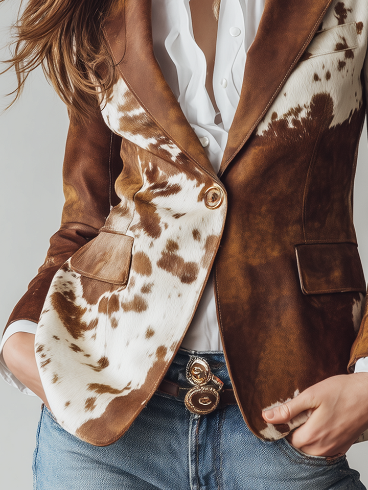 Alessia | Blazer vintage con stampa muccata, foto 5