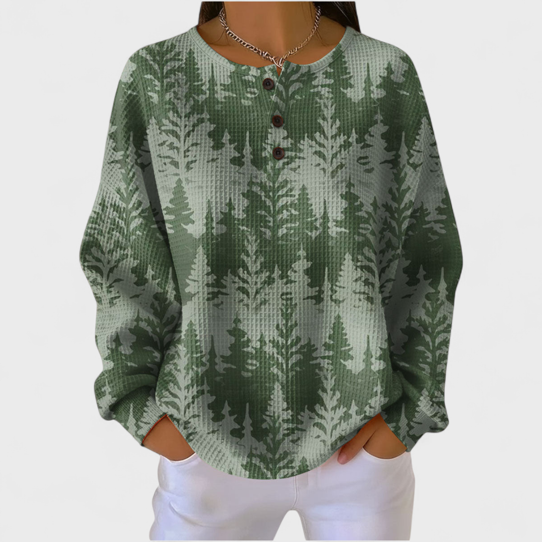 Felpa con classico motivo ad albero Anna – colore Verde