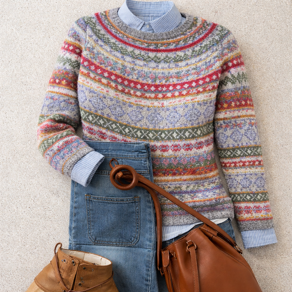 Maglione nordico in maglia tradizionale Antonietta – colore Lupo delle Nevi