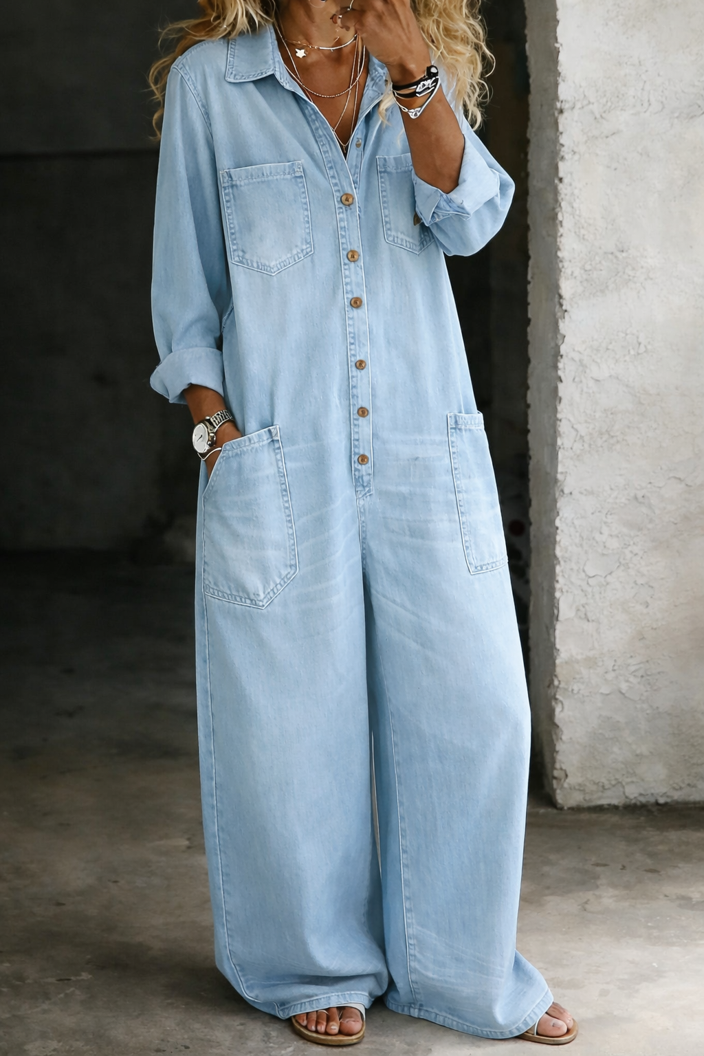 Salopette comoda e casual Arianna – colore Azzurro