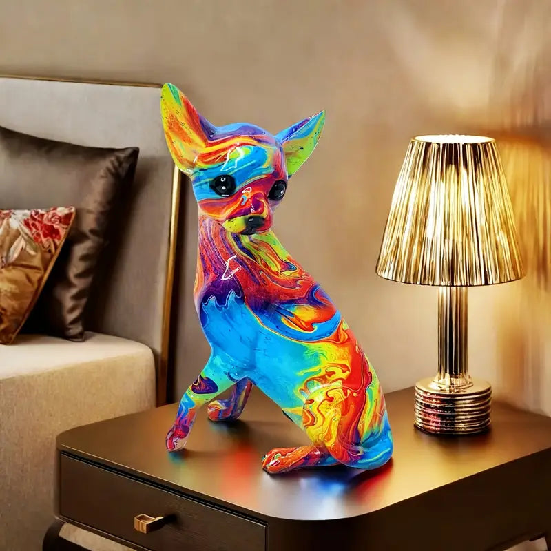 Chihuahua Colorato – lampada da tavolo a forma di Chihuahua con effetto vetro colorato