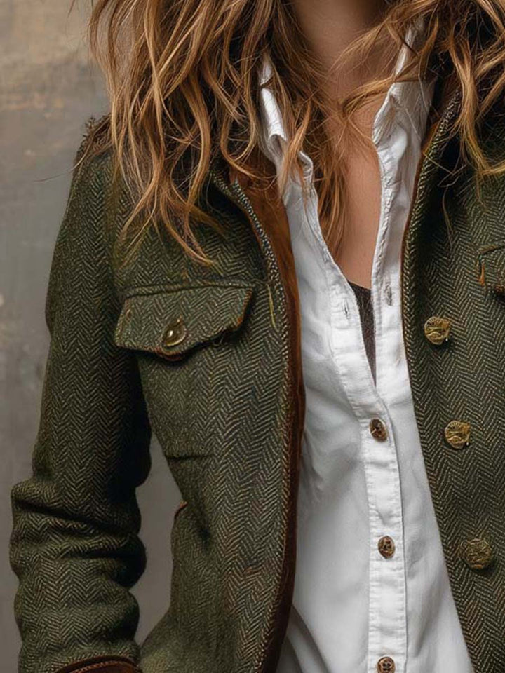 Bella | Blazer vintage a spina di pesce con profili a contrasto, foto 4