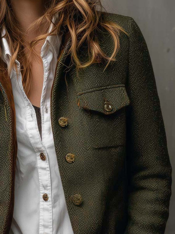 Bella | Blazer vintage a spina di pesce con profili a contrasto, foto 6