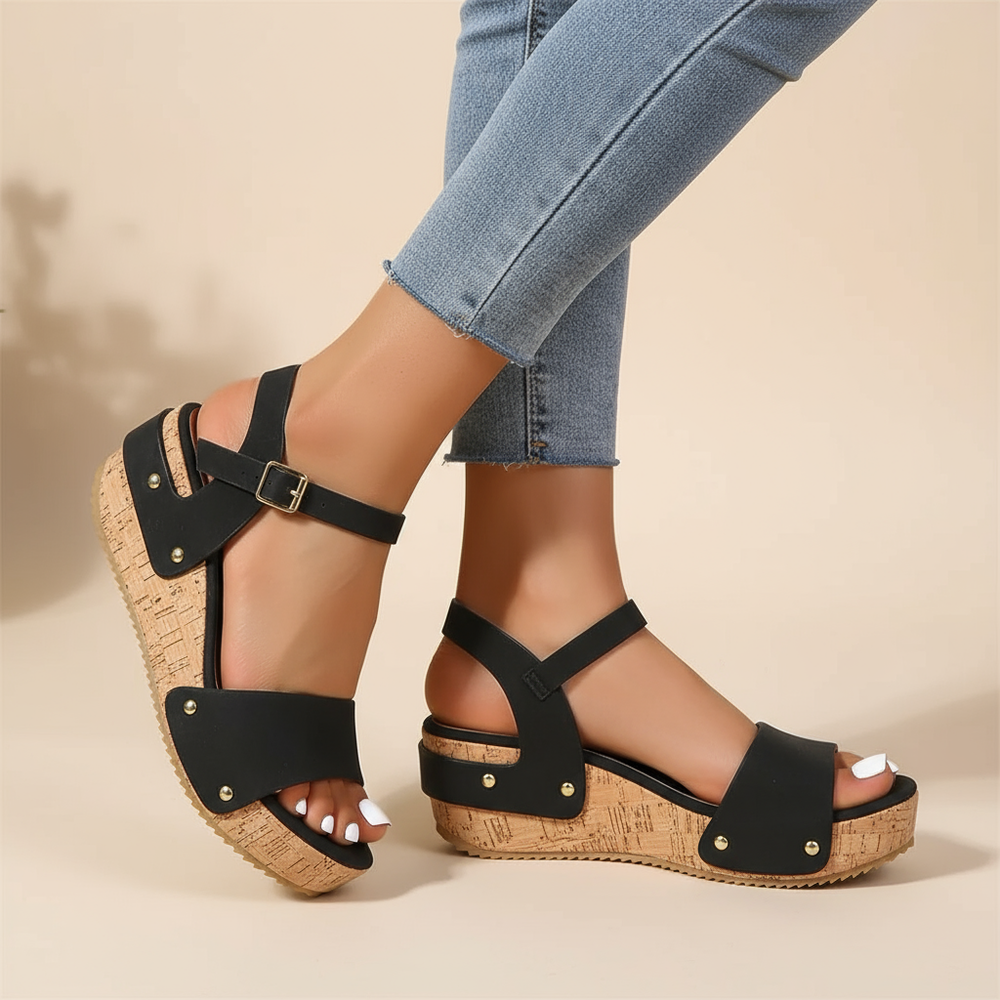 Sandali con zeppa eleganti Benedetta – colore Nero