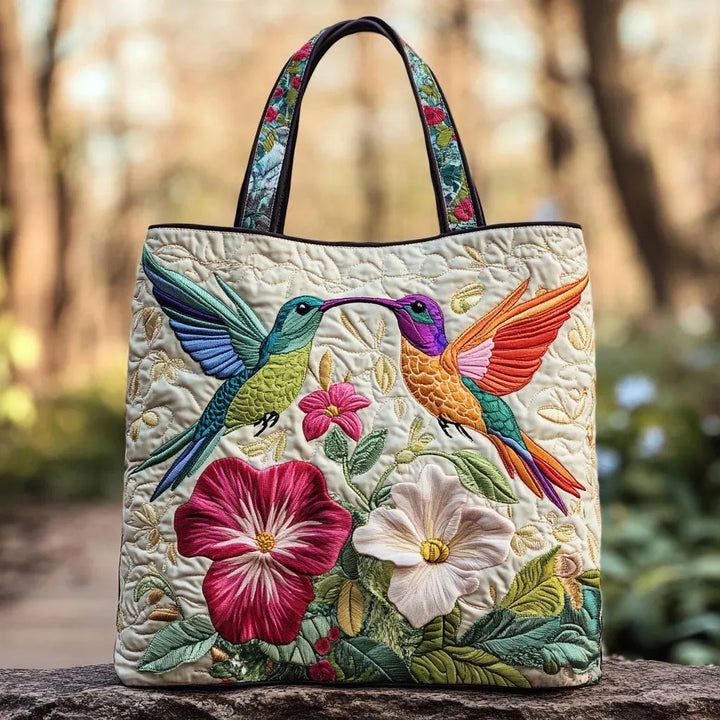 Borsa Artigianale – Colibrì e Fiori Bianchi