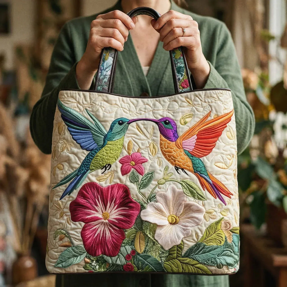 Borsa Artigianale – Colibrì e Fiori Bianchi, foto 2