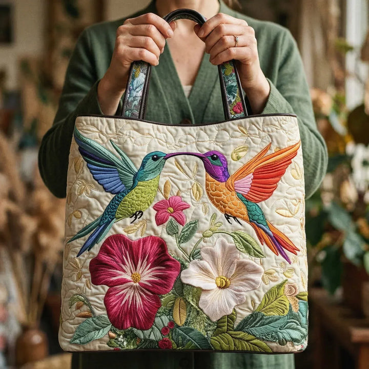 Borsa Artigianale – Colibrì e Fiori Bianchi, foto 2