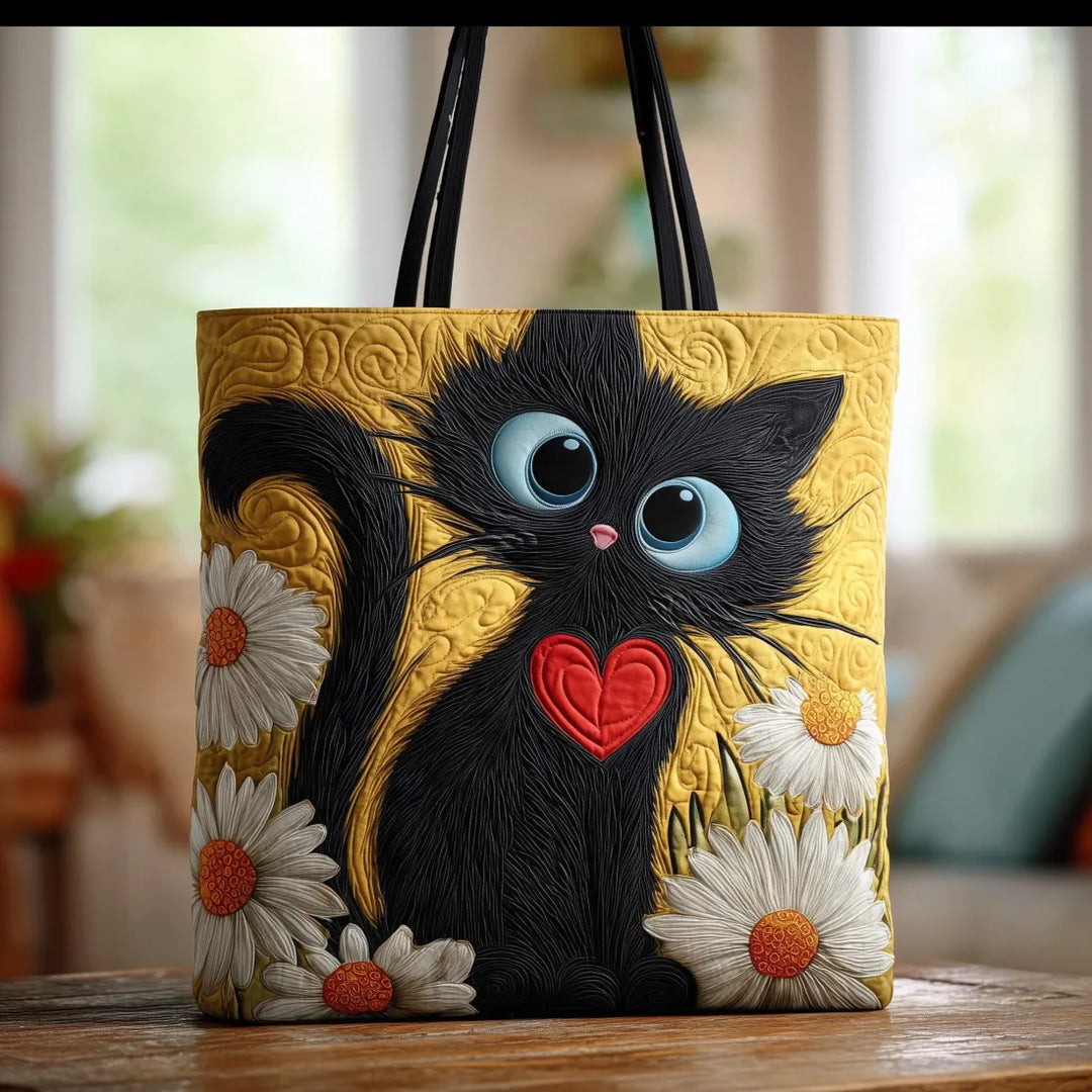Borsa Artigianale – Gattina Nera con Margherite