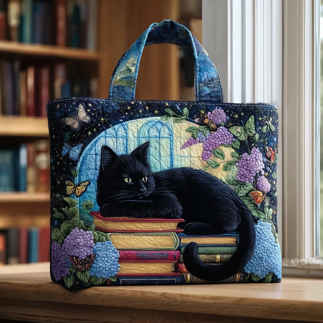 Borsa Artigianale – Gatto Nero e Libri (Edizione Lettura)