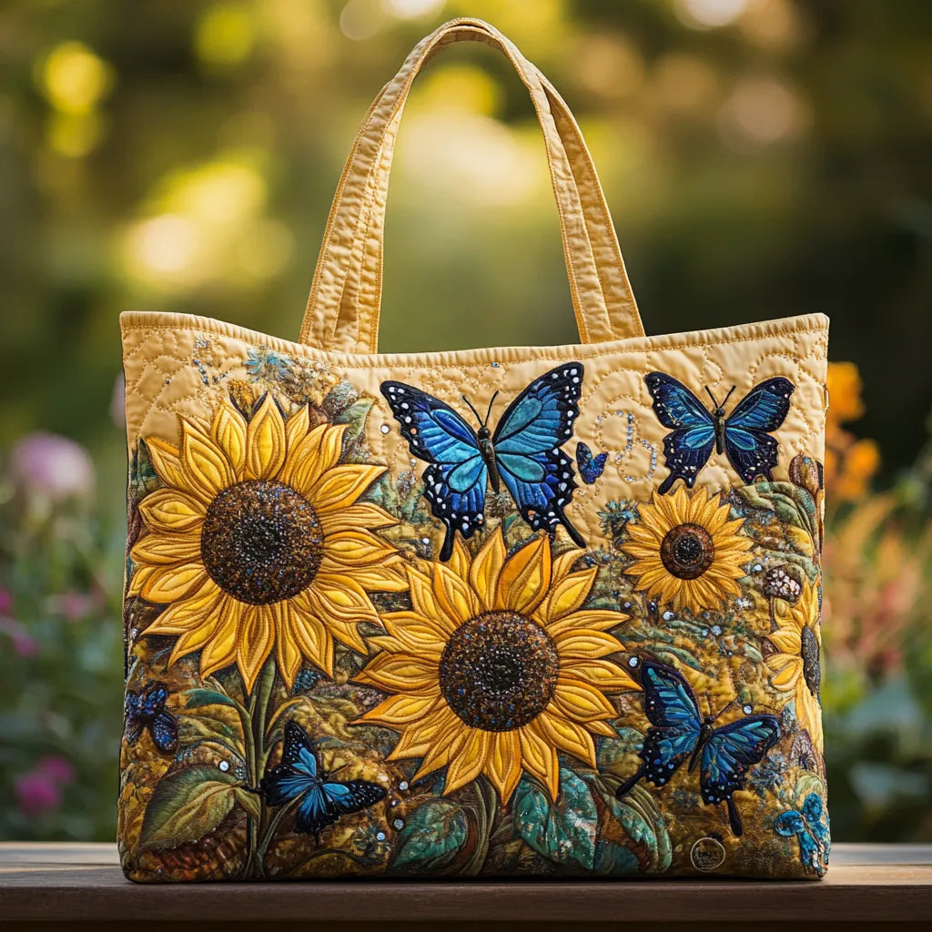 Borsa Artigianale – Girasole e Farfalla Blu