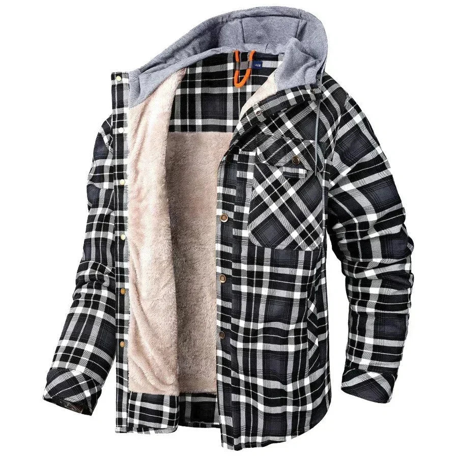 Giacca uomo leggera a quadri con cappuccio Fabrizio