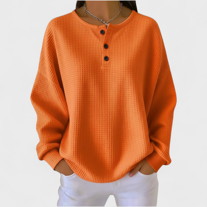 Maglione in morbida maglia waffle Elisabetta – colore Arancione