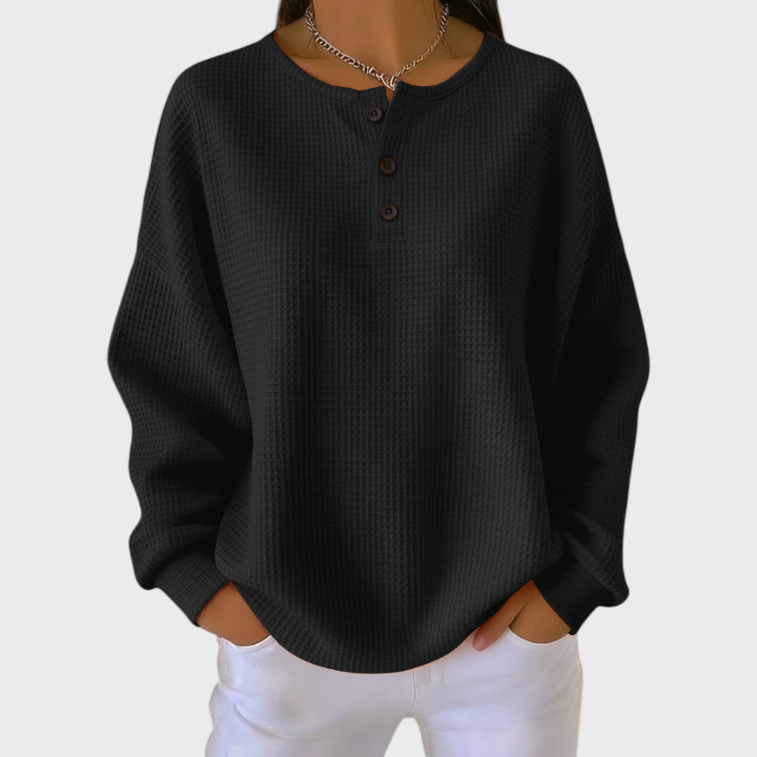 Maglione in morbida maglia waffle Elisabetta – colore Nero