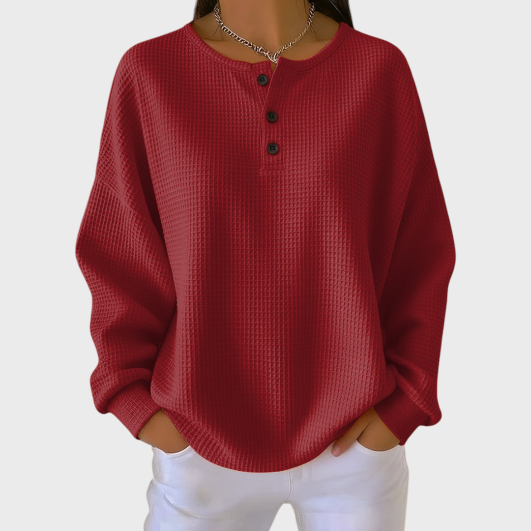 Maglione in morbida maglia waffle Elisabetta – colore Rosso
