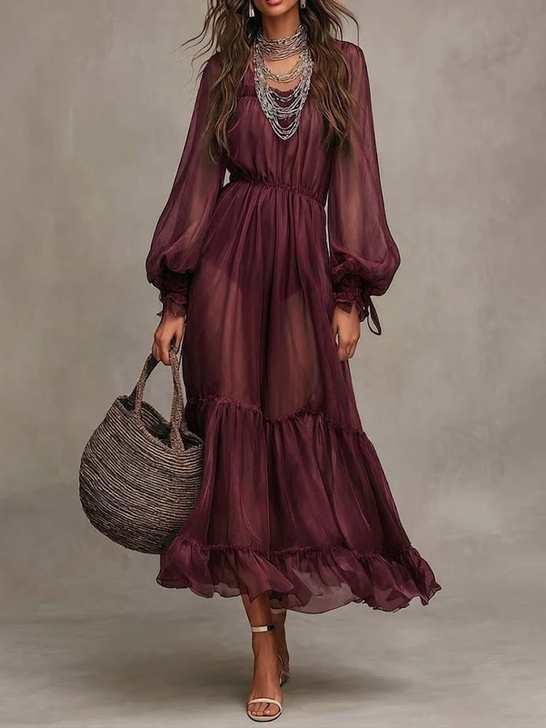 Noemi | Abito Midi Elegante con Collo a V