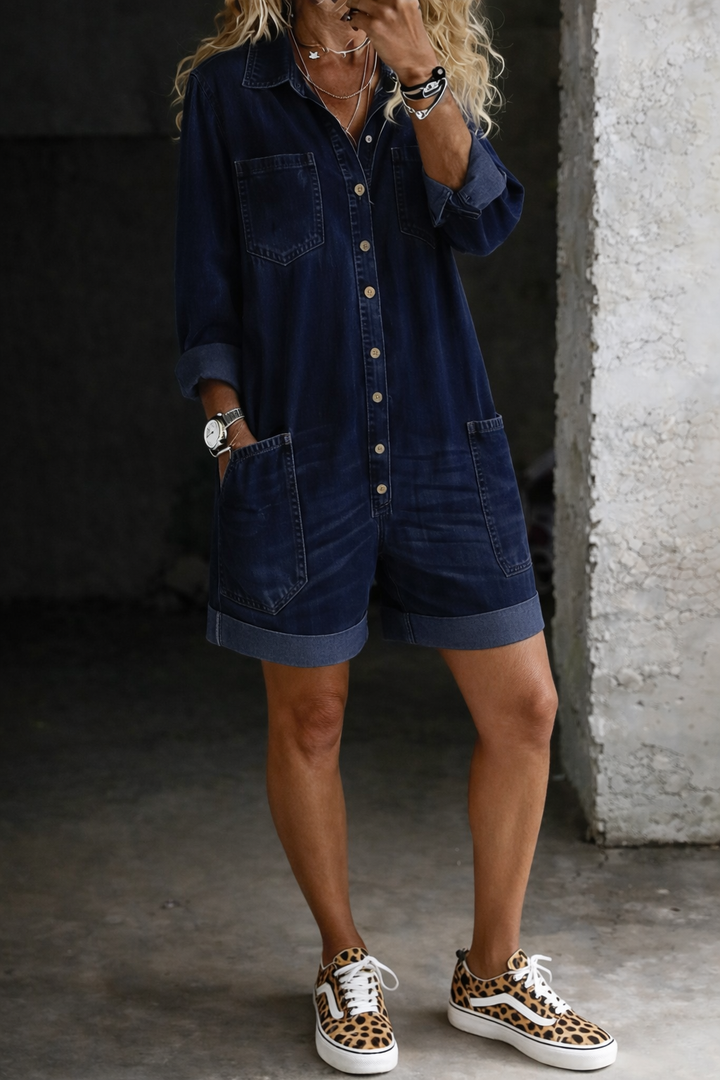 Jumpsuit casual con shorts Francesca – colore Blu navy