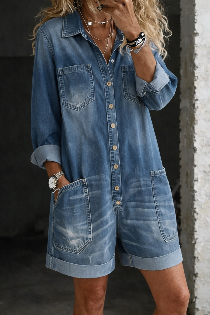 Jumpsuit casual con shorts Francesca – colore Blu