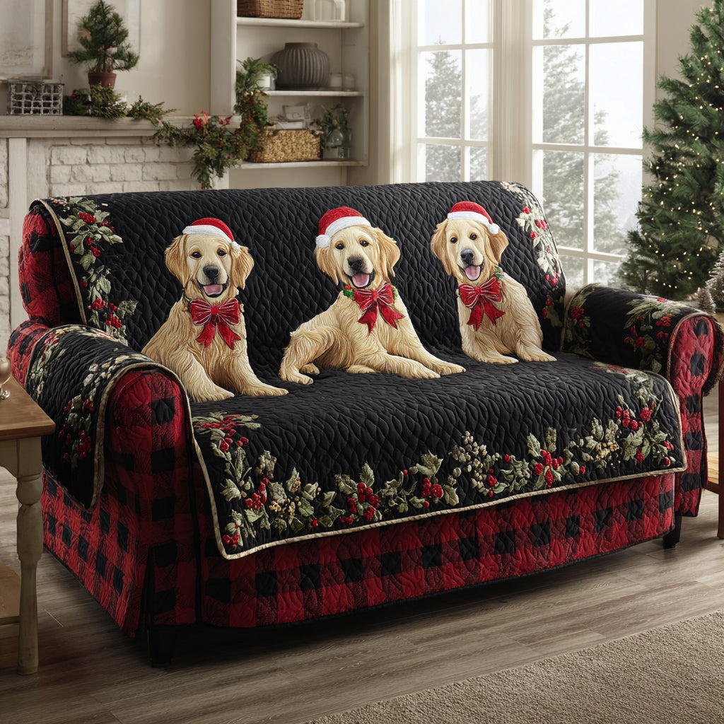 Gemma – Copridivano Trapuntato Golden Retriever su Notte Blu