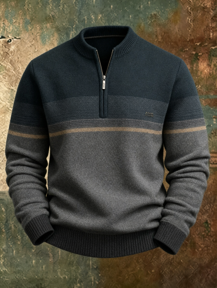 Maglione uomo a mezza zip con righe Andrea - foto 2