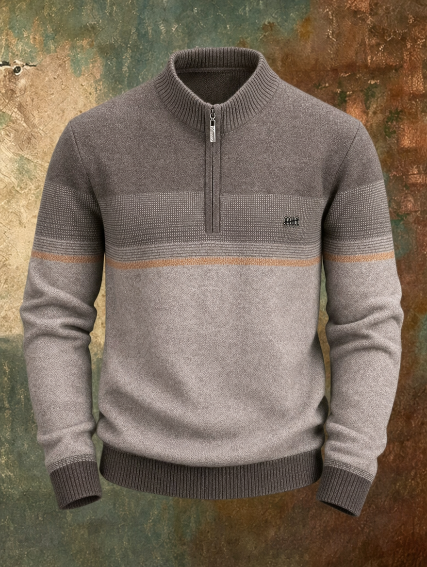 Maglione uomo a mezza zip con righe Andrea
