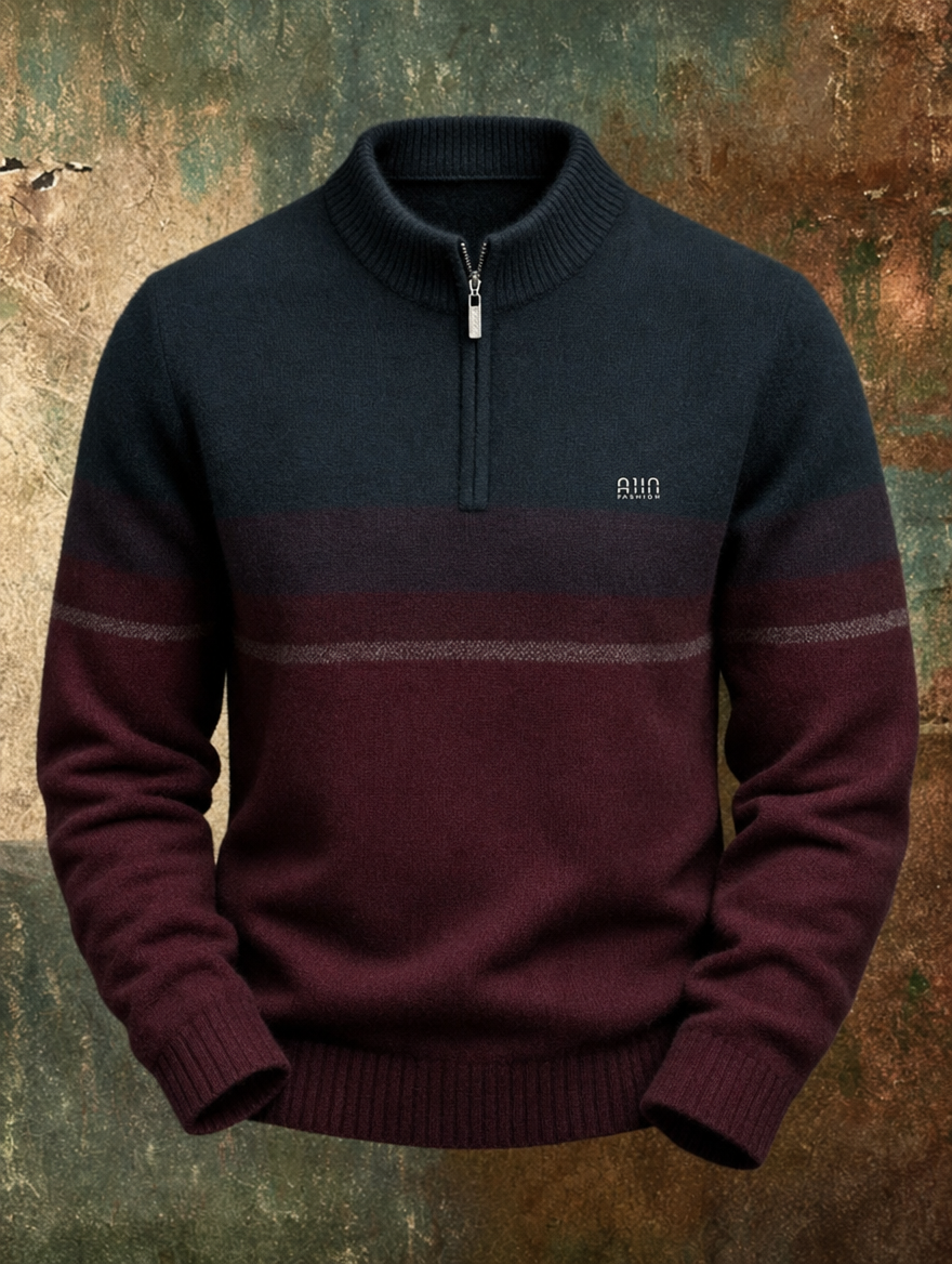 Maglione uomo a mezza zip con righe Andrea - foto 3