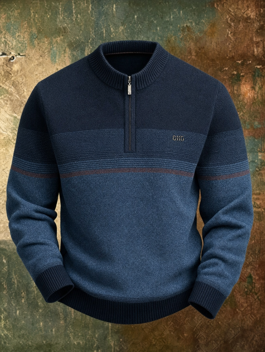 Maglione uomo a mezza zip con righe Andrea - foto 4