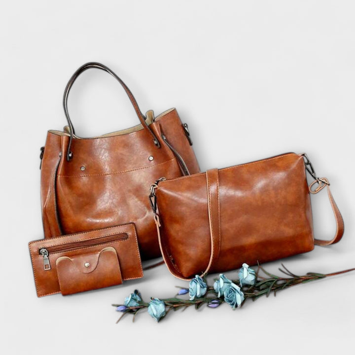 Set di borse vintage da 4 pezzi Iris – colore Marrone