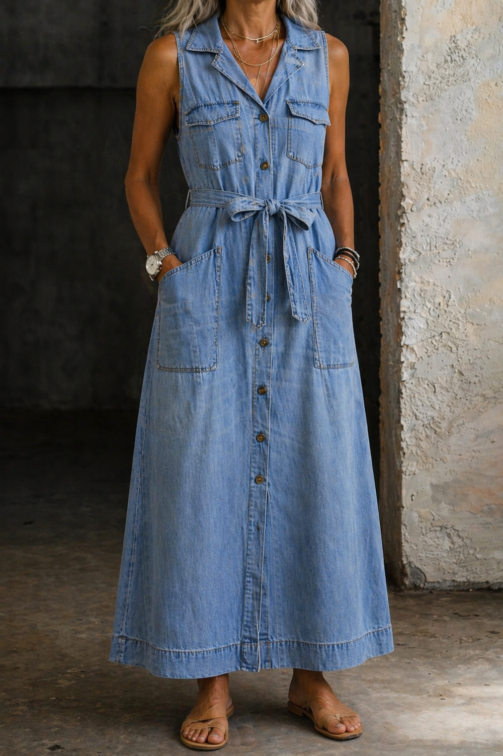 Abito in denim Laura – colore Azzurro cielo